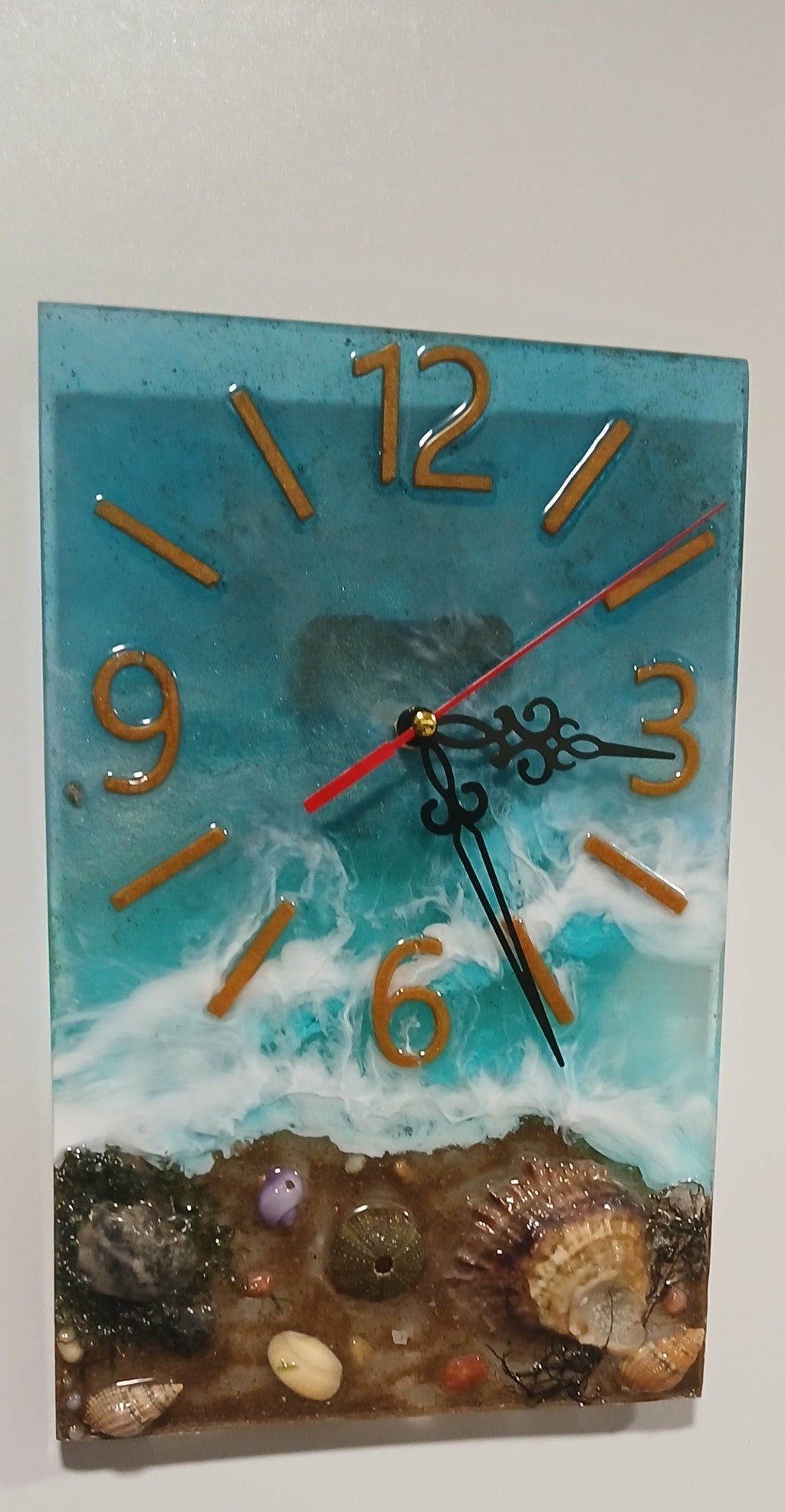 Relógio outoral em resina epóxi- Oceano