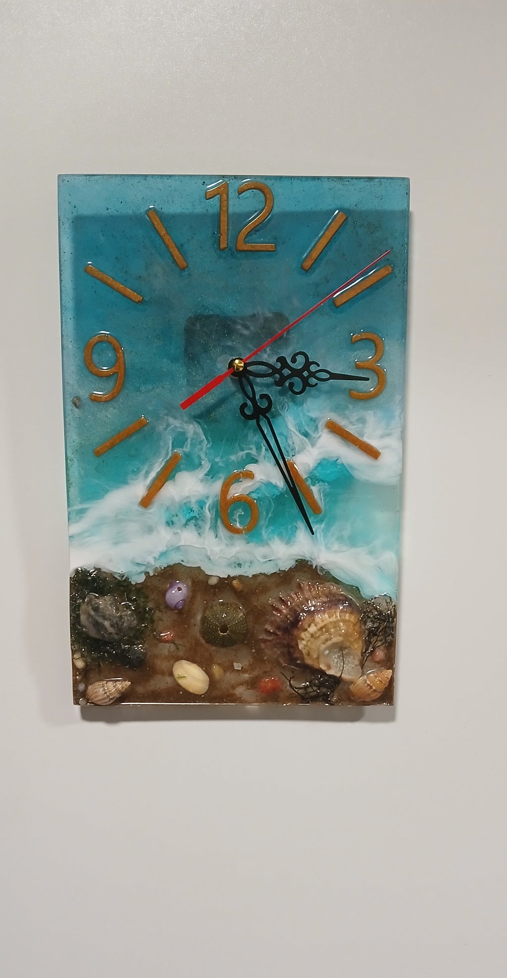 Relógio outoral em resina epóxi- Oceano