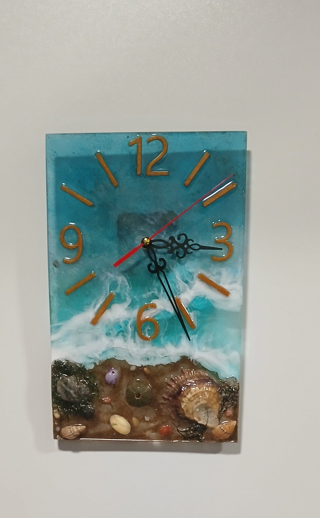 Relógio outoral em resina epóxi- Oceano